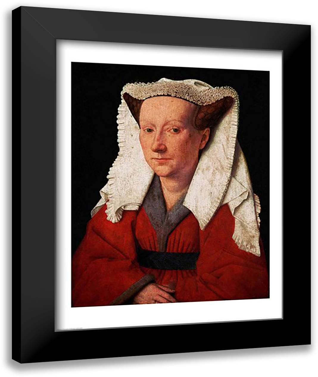 Portrait of Margaret van Eyck, 1439 22x28 Black Modern Wood Framed Art Print Poster by Eyck, Jan Van