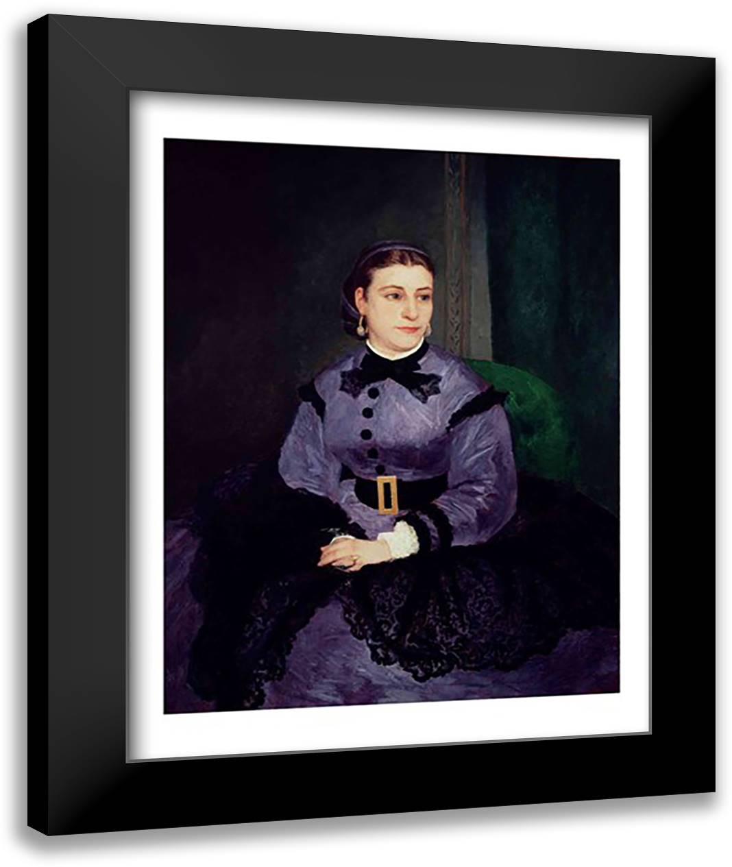 Portrait of Mademoiselle Sicot, 1865 22x28 Black Modern Wood Framed Art Print Poster by Renoir, Pierre-Auguste
