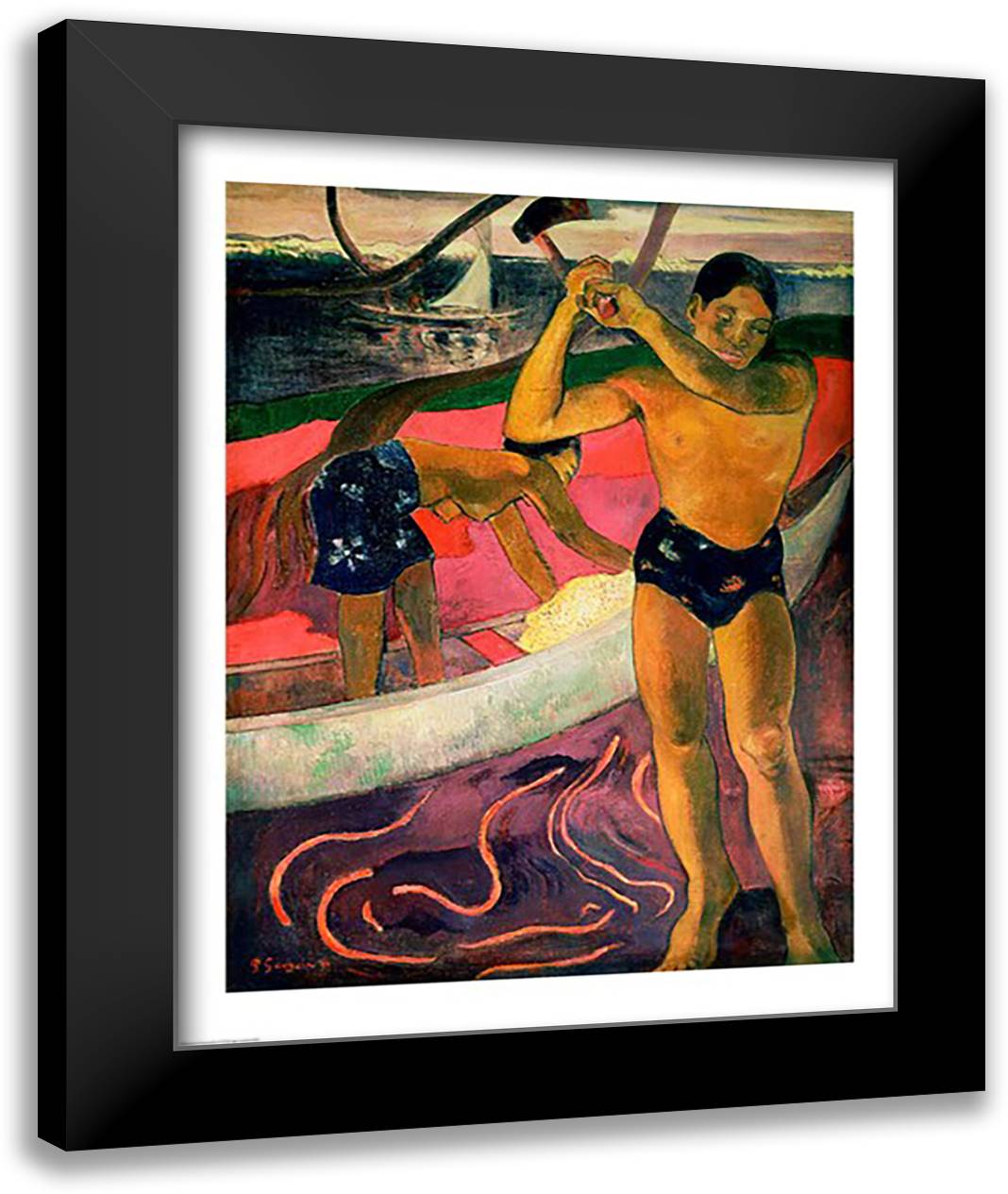 The Man with an Axe, 1891 22x28 Black Modern Wood Framed Art Print Poster by Gauguin, Paul