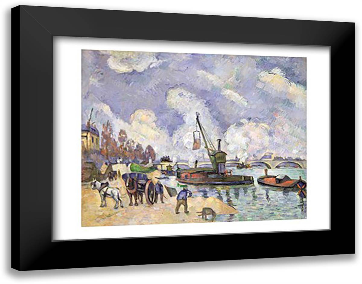 Quai de Bercy, Paris 28x22 Black Modern Wood Framed Art Print Poster by Cezanne, Paul