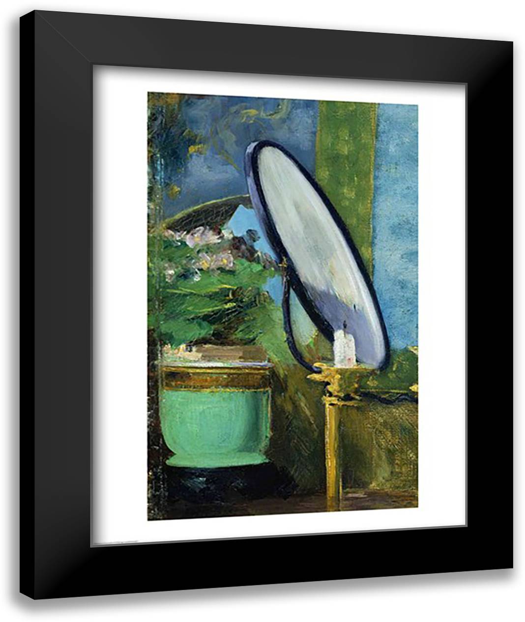 Detail from the painting 'Nana', 1877 22x28 Black Modern Wood Framed Art Print Poster by Manet, Edouard