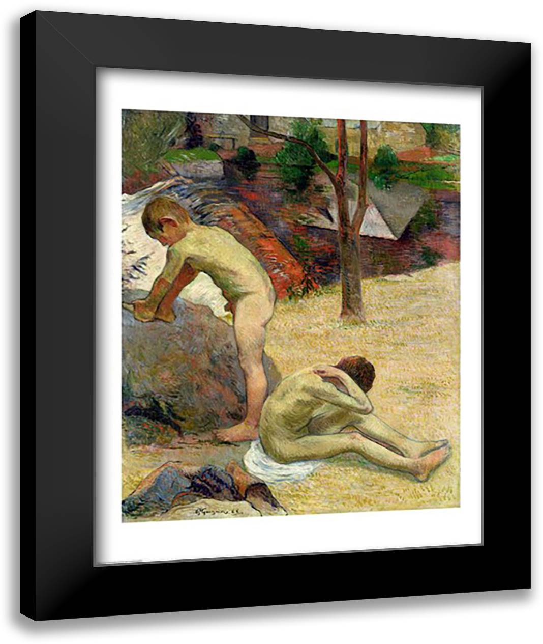 Breton Boys Bathing, 1888 22x28 Black Modern Wood Framed Art Print Poster by Gauguin, Paul