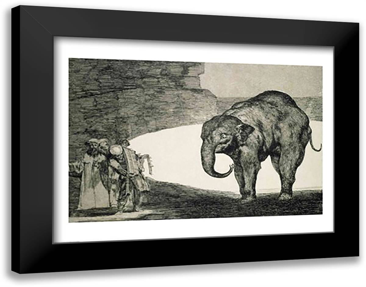 Folly of Beasts, from the Follies series 28x22 Black Modern Wood Framed Art Print Poster by Goya, Francisco De
