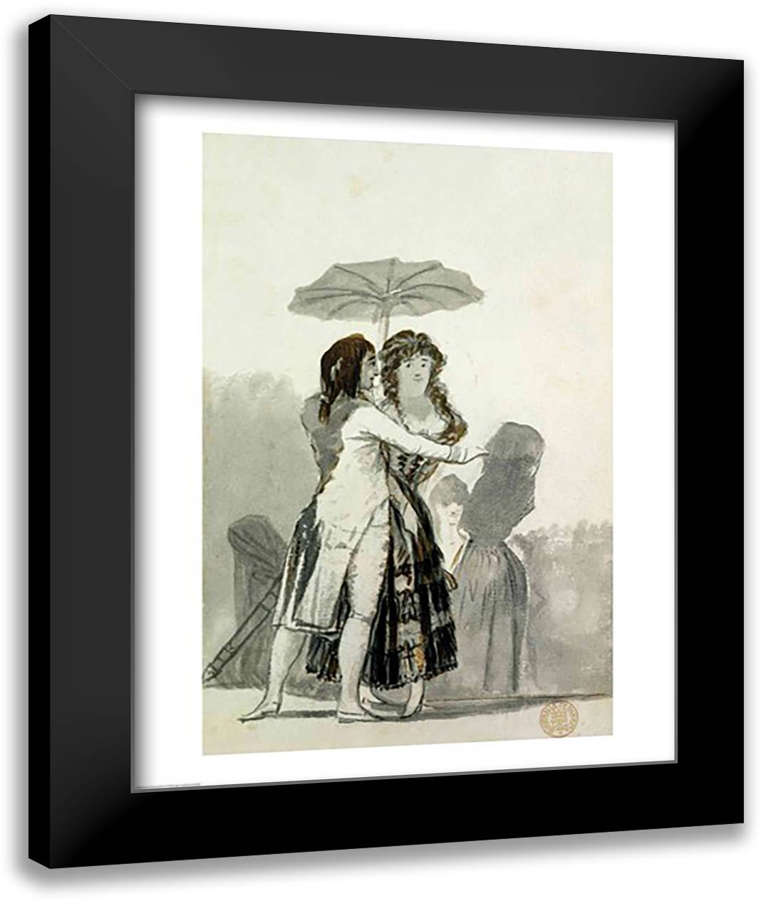 Couple with a Parasol 22x28 Black Modern Wood Framed Art Print Poster by Goya, Francisco De
