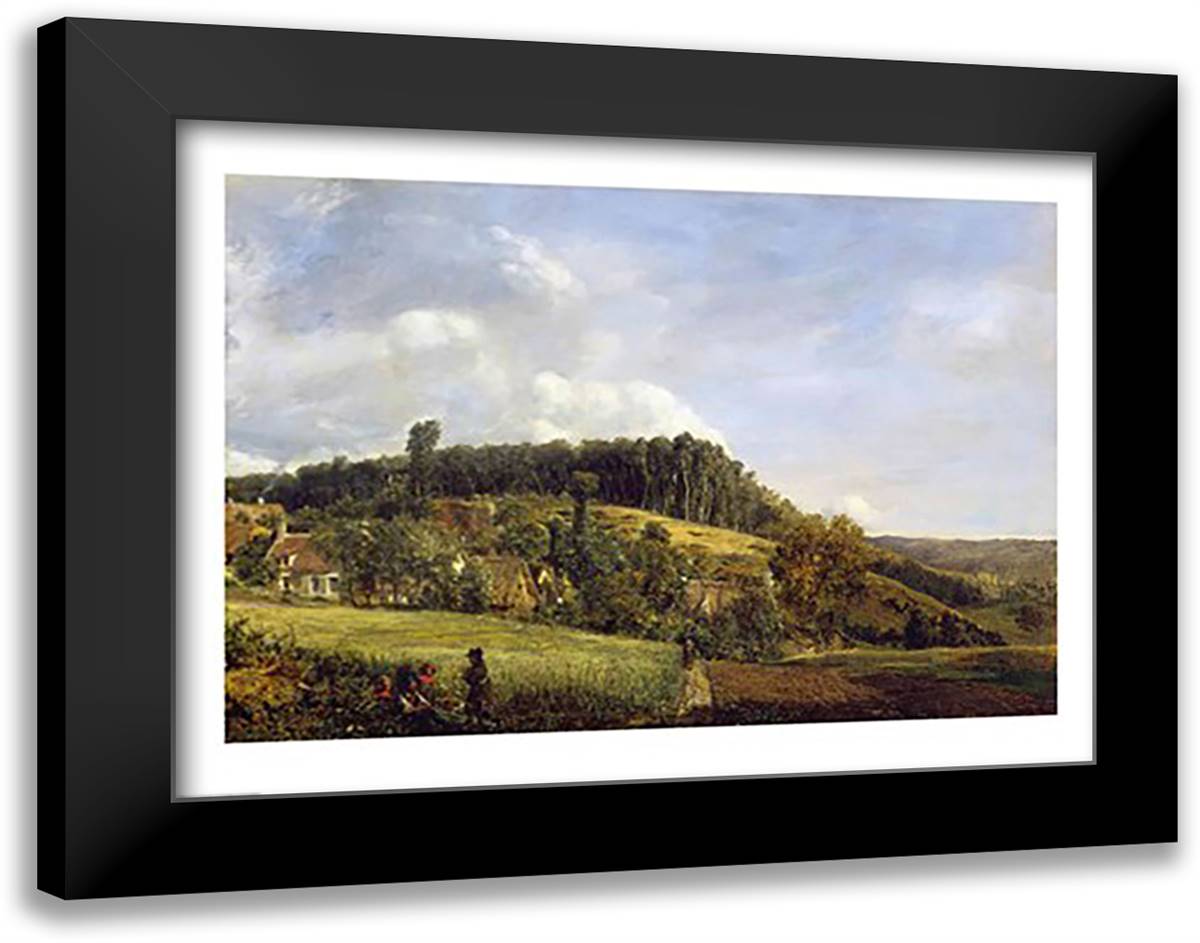 Forest Glade near a Village, 1833 28x22 Black Modern Wood Framed Art Print Poster by Rousseau, Henri