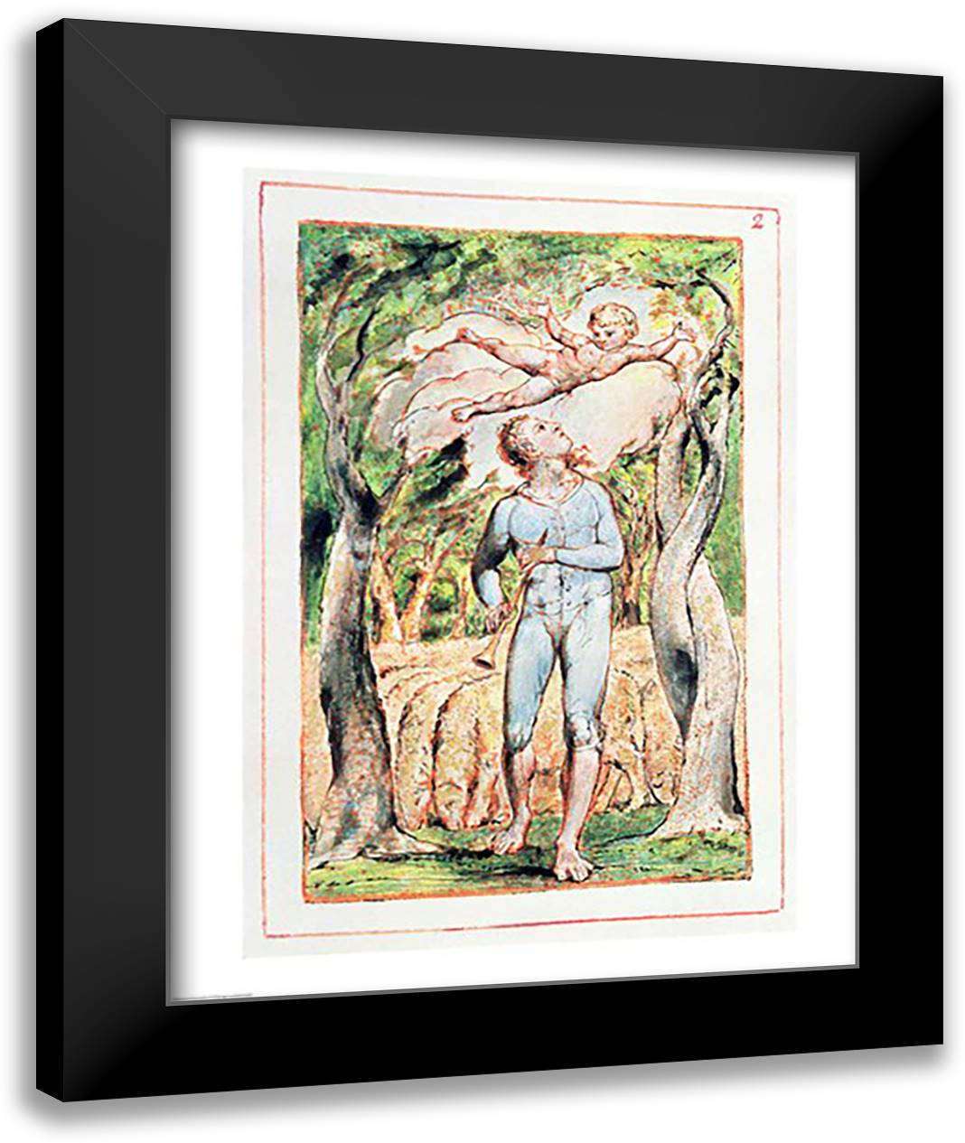 Songs of Innocence; ""the Piper"" 22x28 Black Modern Wood Framed Art Print Poster by Blake, William