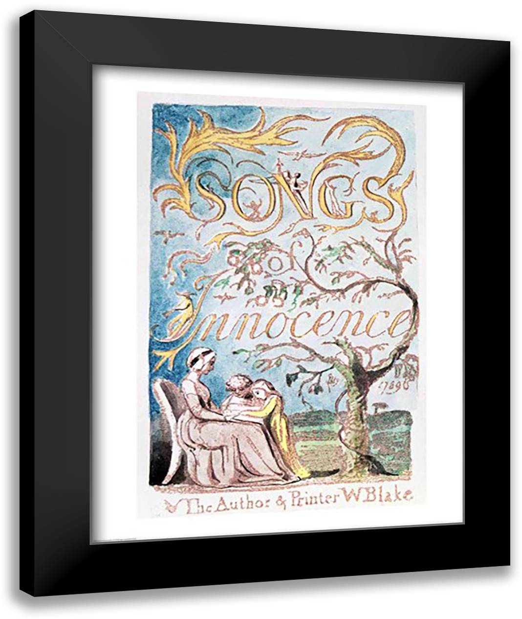 Songs of Innocence; Title Page, 1789 22x28 Black Modern Wood Framed Art Print Poster by Blake, William