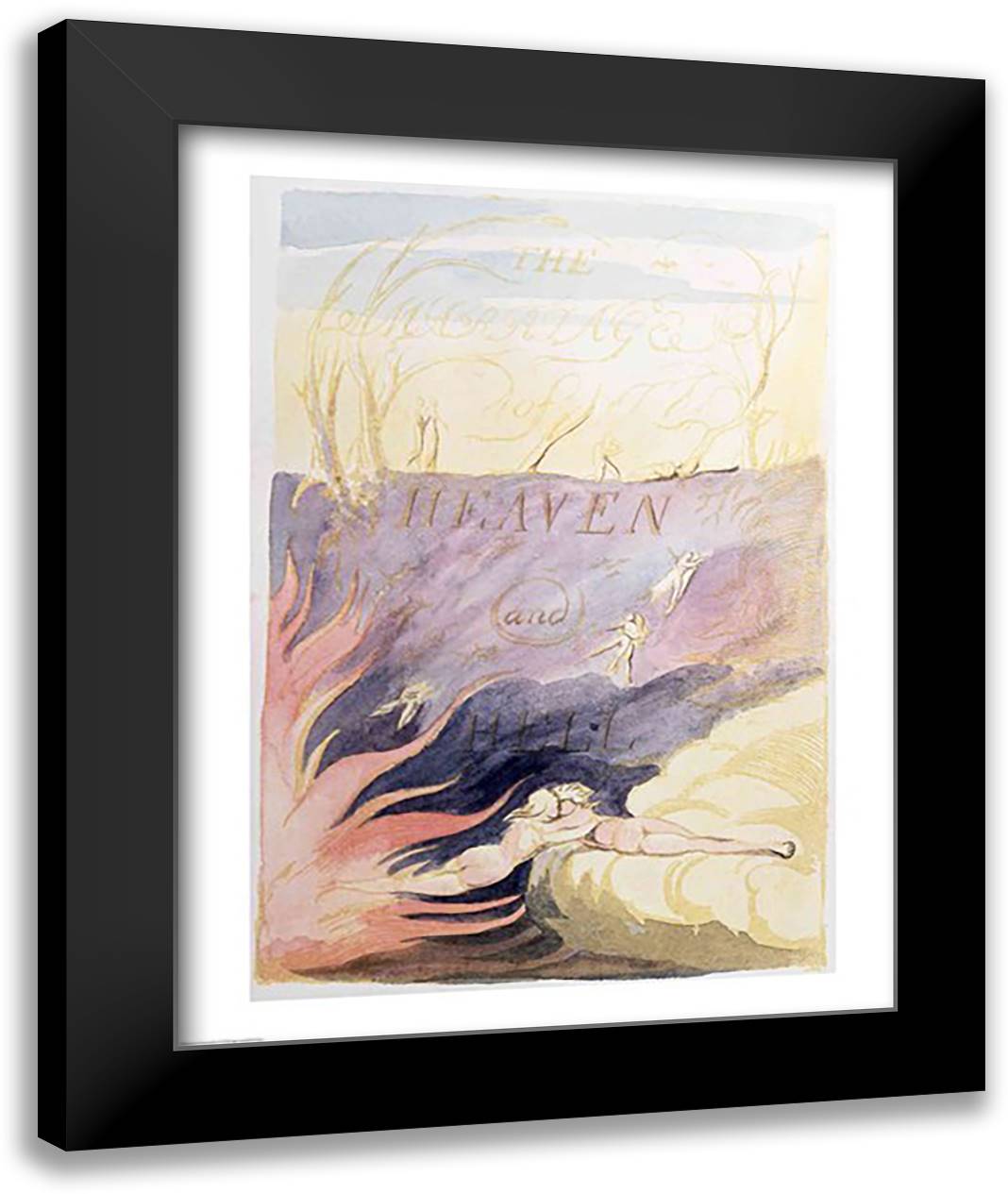 The Marriage of Heaven and Hell; title-page, 1790-93 22x28 Black Modern Wood Framed Art Print Poster by Blake, William