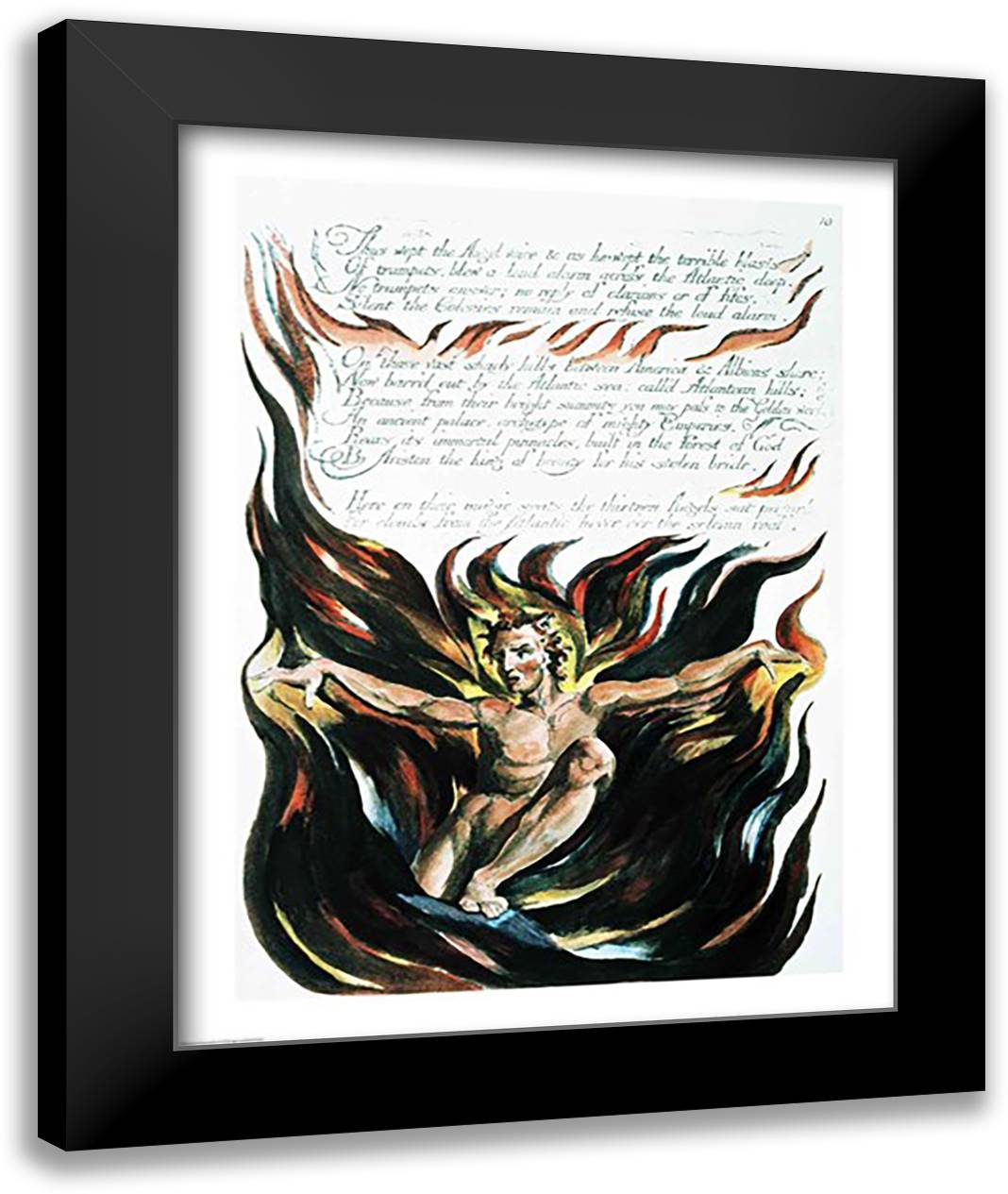 America a Prophecy; 'Thus wept the Angel voice', the emergence of Orc 22x28 Black Modern Wood Framed Art Print Poster by Blake, William