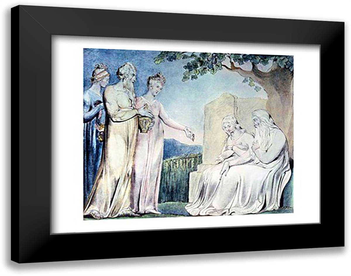 Illustrations of the Book of Job; Job accepting Charity, 1825 28x22 Black Modern Wood Framed Art Print Poster by Blake, William