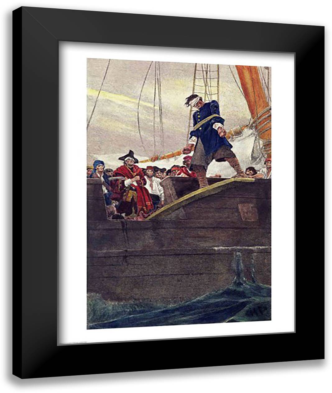 Walking the Plank 22x28 Black Modern Wood Framed Art Print Poster by Pyle, Howard