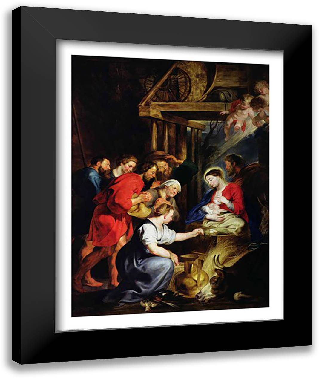 Adoration of the Shepherds 22x28 Black Modern Wood Framed Art Print Poster by Rubens, Peter Paul
