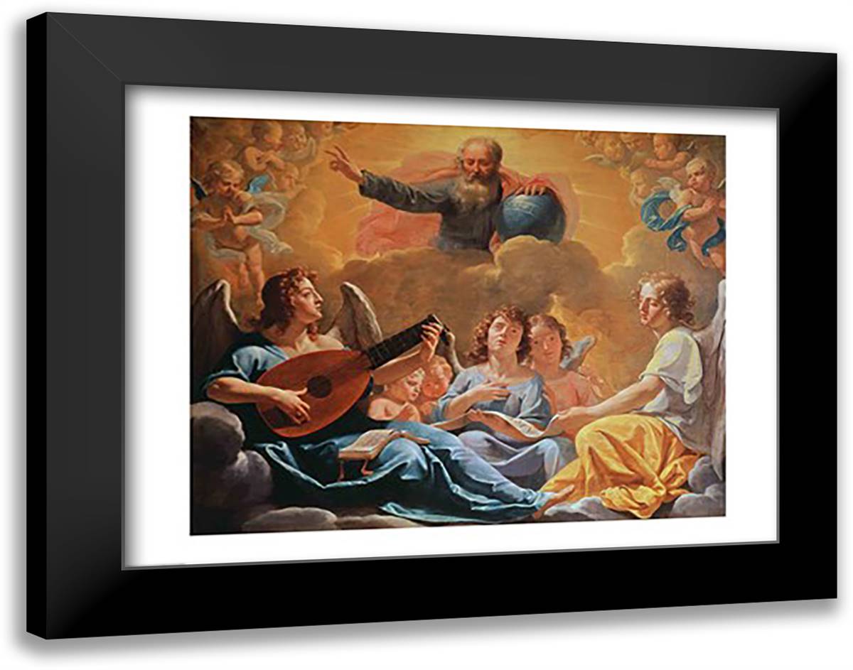 A Concert of Angels 28x22 Black Modern Wood Framed Art Print Poster by Champaigne, Philippe De
