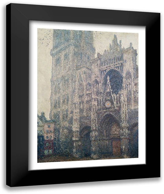Rouen Cathedral, West Portal, Grey Weather, 1894 22x28 Black Modern Wood Framed Art Print Poster by Monet, Claude