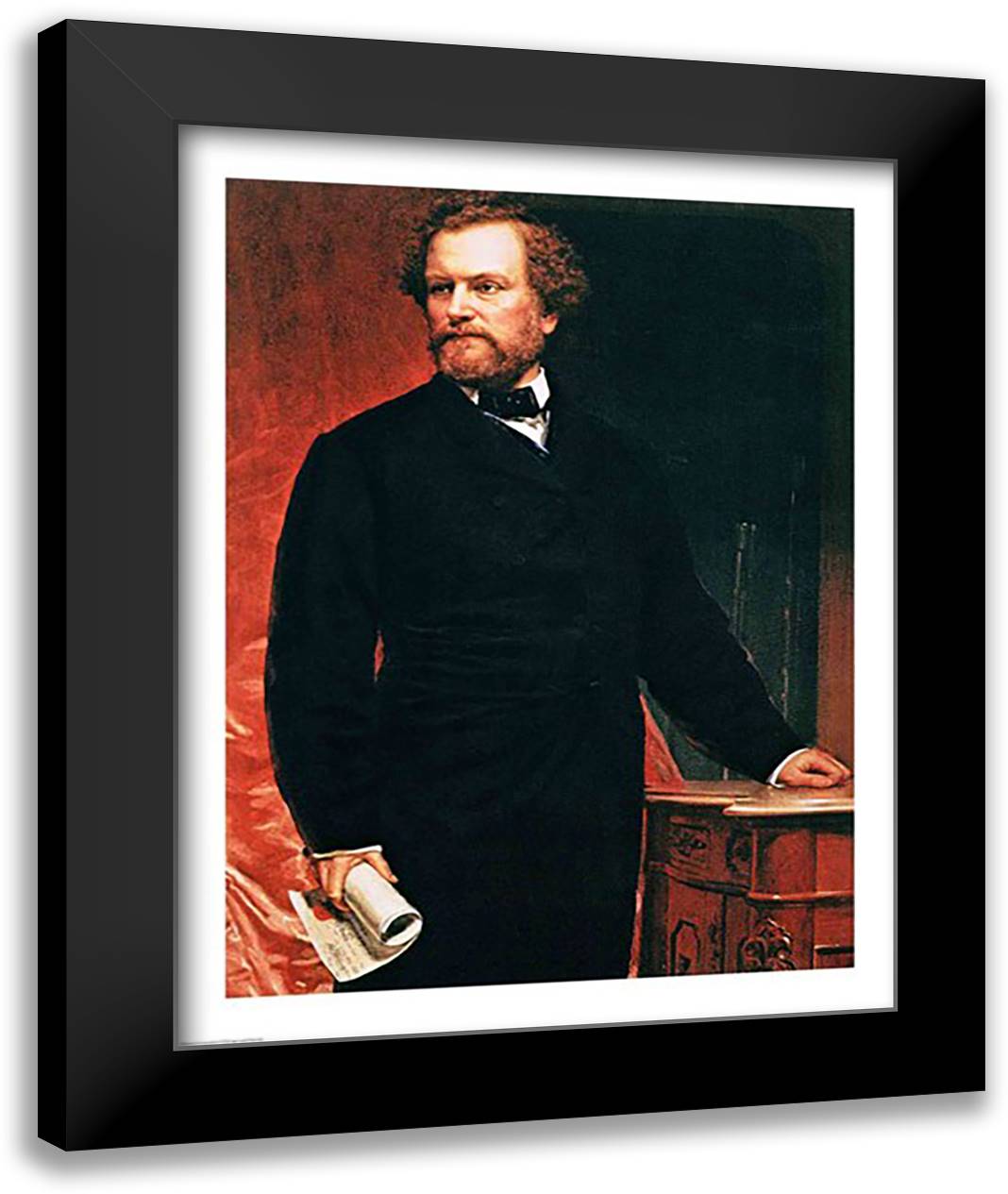 Portrait of Samuel Colt, inventor of the revolver 22x28 Black Modern Wood Framed Art Print Poster