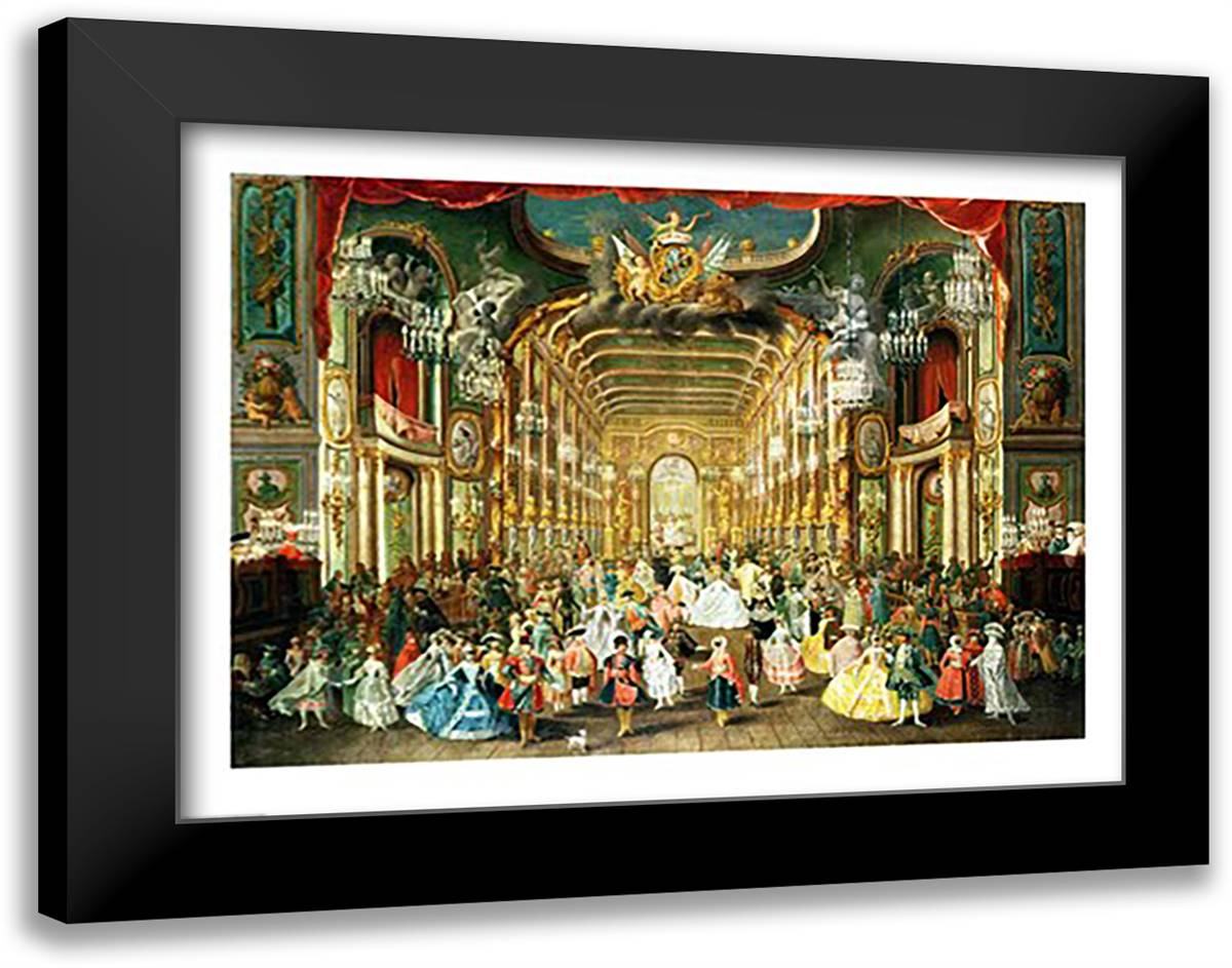 Masked Ball in the Hoftheater, Bonn, 1754 28x22 Black Modern Wood Framed Art Print Poster by Rousseau, Henri