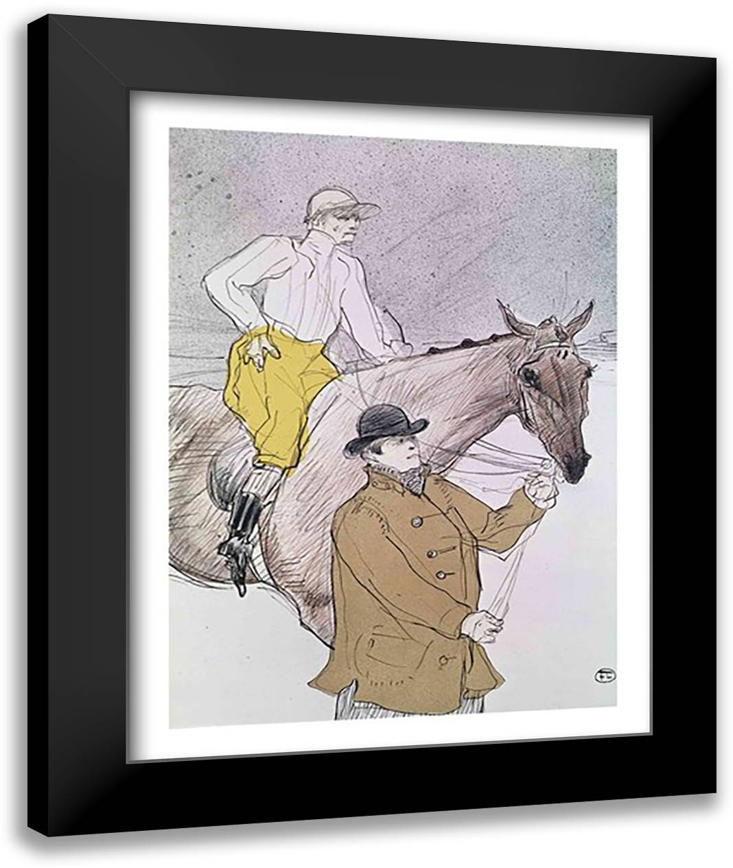 The jockey led to the start 22x28 Black Modern Wood Framed Art Print Poster by Toulouse-Lautrec, Henri de