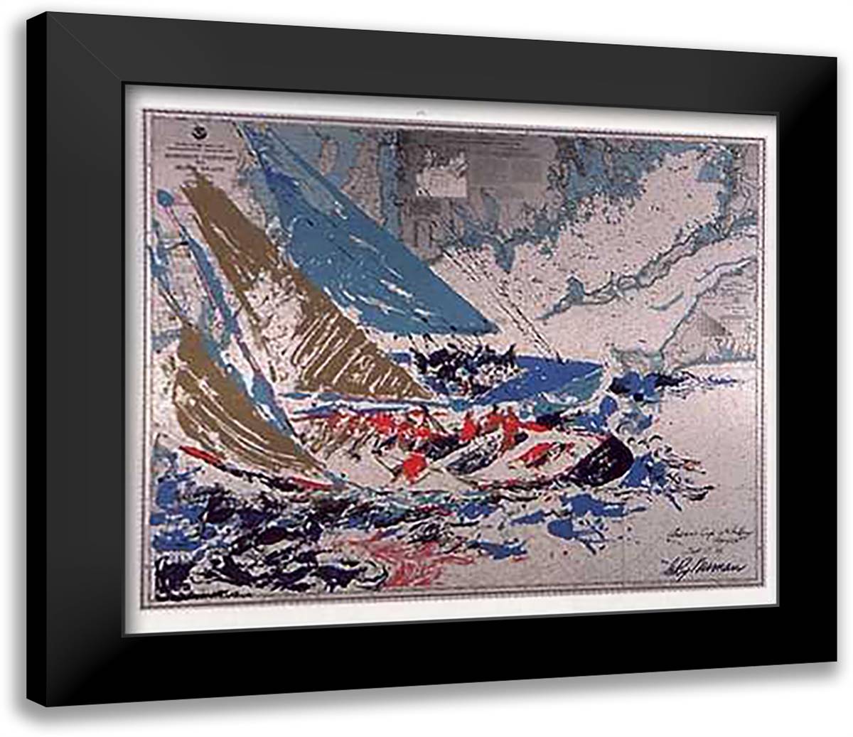America's Cup (Seri) 32x28 Black Modern Wood Framed Art Print Poster by Neiman, LeRoy