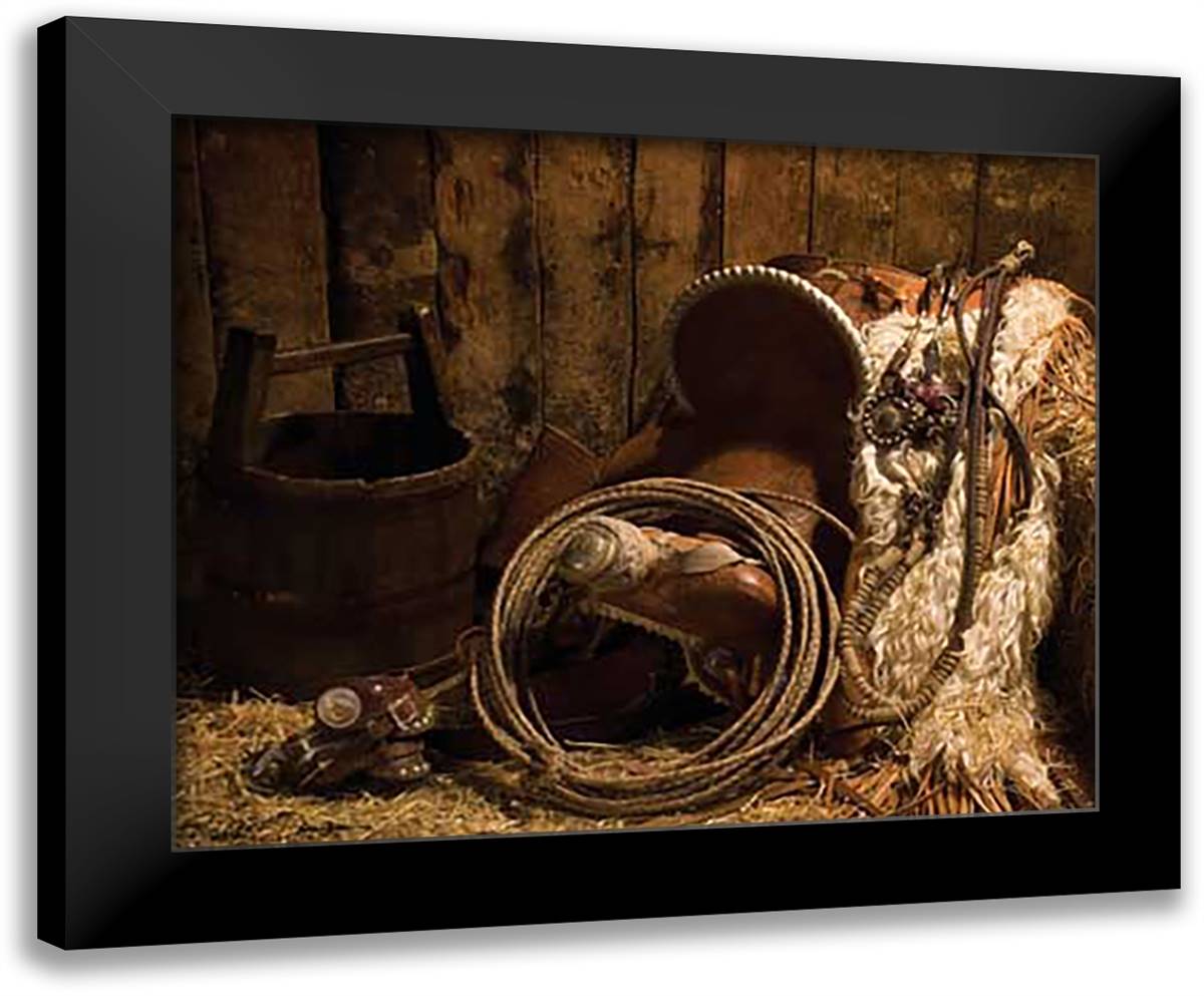In The Tack Room 21x17 Black Modern Wood Framed Art Print Poster by Dawson, Robert