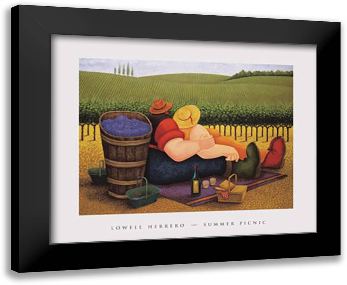 Summer Picnic 34x28 Black Modern Wood Framed Art Print Poster by Herrero, Lowell