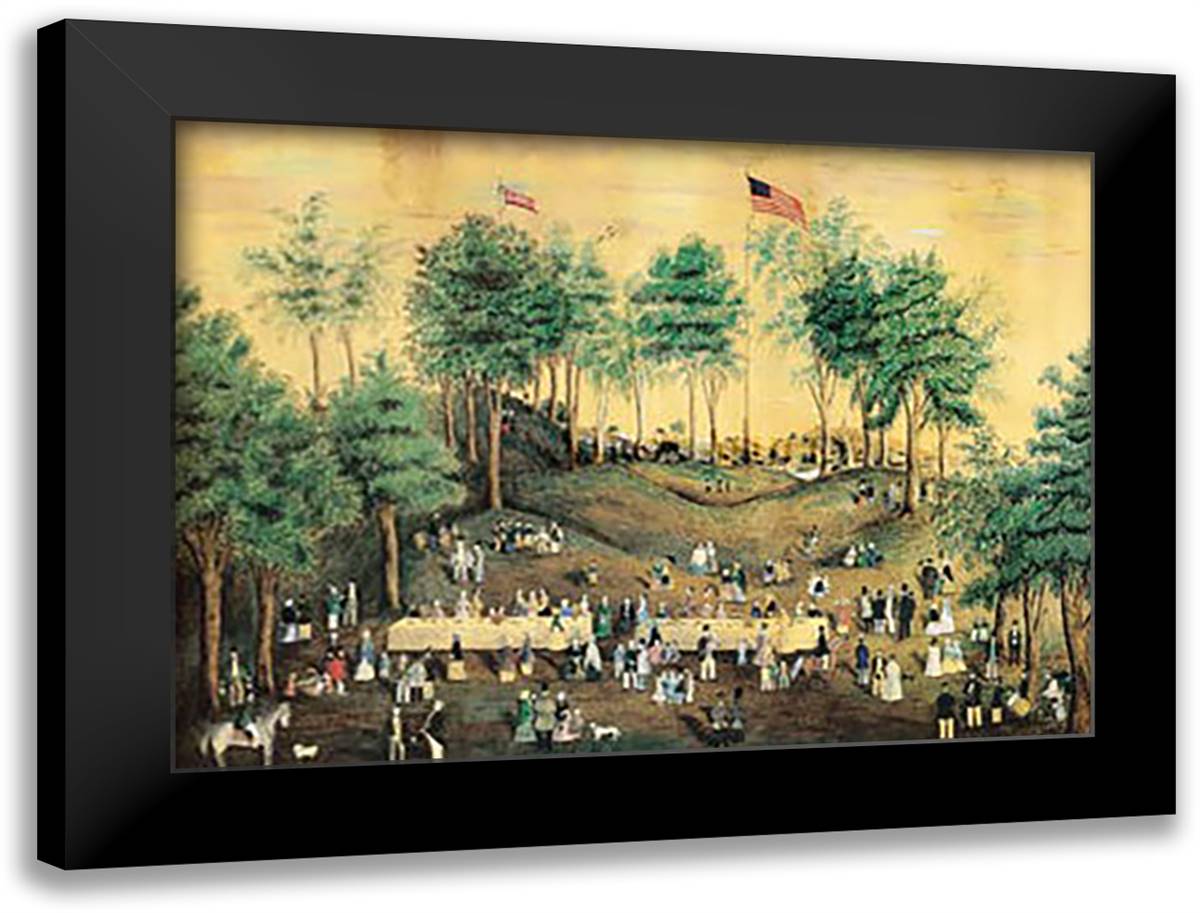 Fourth Of July Picnic At Weymouth Landing 34x25 Black Modern Wood Framed Art Print Poster by Merrett, Susan