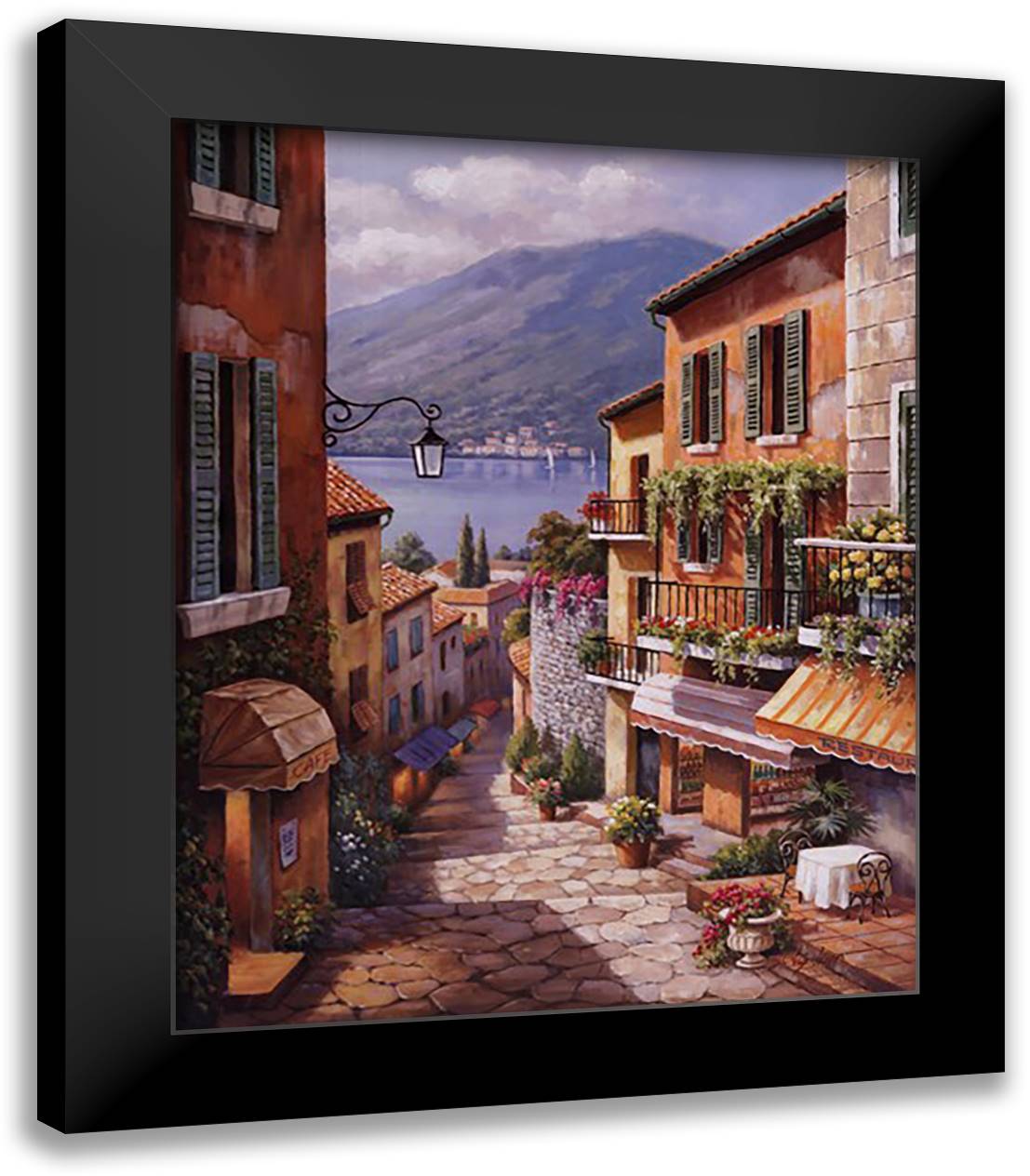 Village Steps 26x32 Black Modern Wood Framed Art Print Poster by Kim, Sung