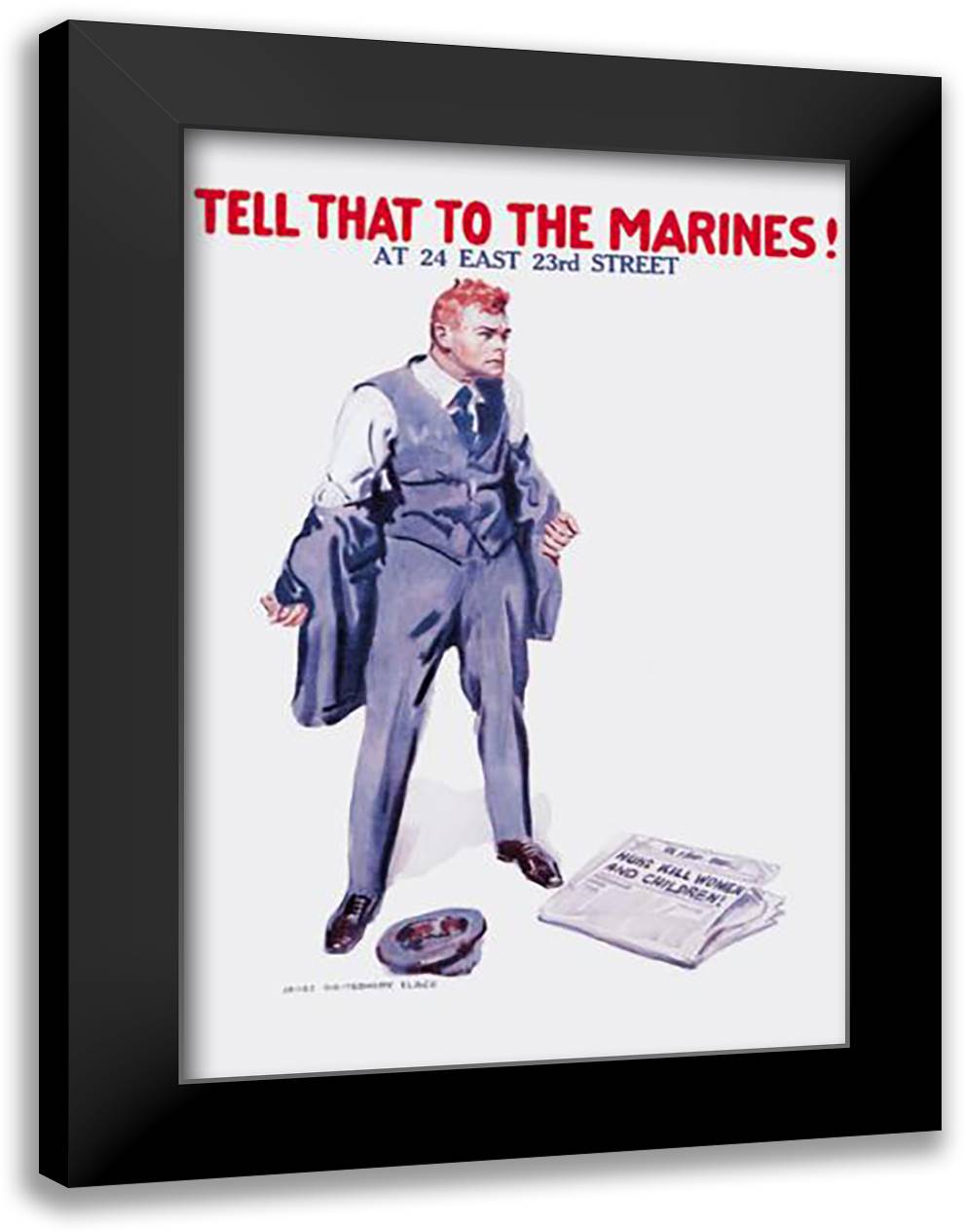 Tell That To The Marines! 24x33 Black Modern Wood Framed Art Print Poster by Flagg, James Montgomery