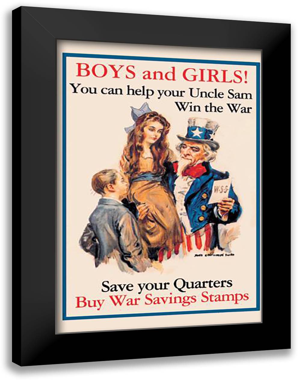 Uncle Sam - Boys and Girls! 24x33 Black Modern Wood Framed Art Print Poster by Flagg, James Montgomery