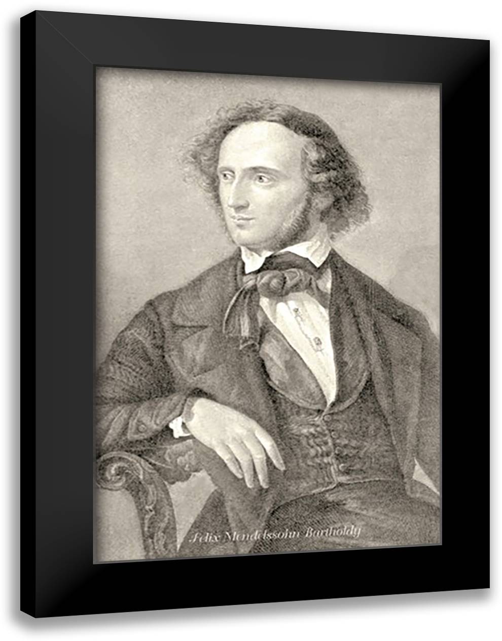 Felix Mendelssohn Bartholdy 24x33 Black Modern Wood Framed Art Print Poster by Thomas, Theodore