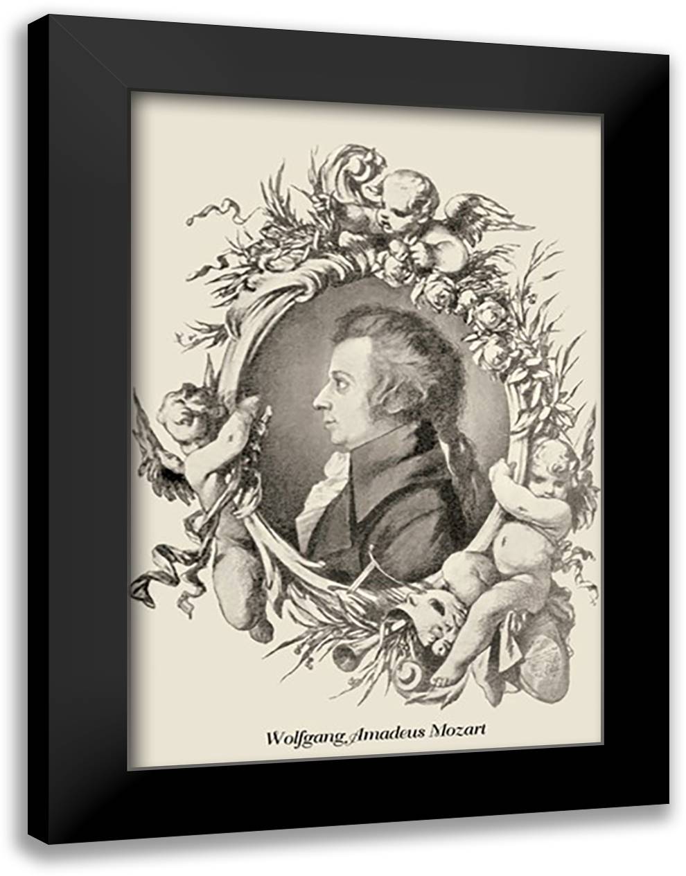 Wolfgang Amadeus Mozart 24x33 Black Modern Wood Framed Art Print Poster by Thomas, Theodore