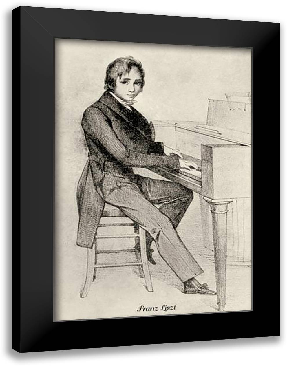 Franz Liszt 24x33 Black Modern Wood Framed Art Print Poster by Thomas, Theodore