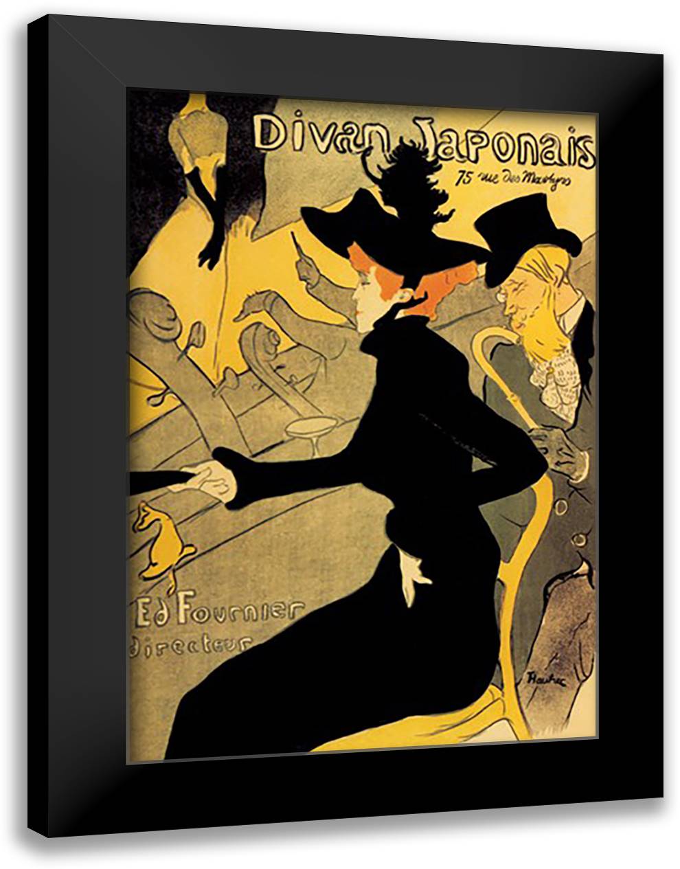 Divan Japonais 16x22 Black Modern Wood Framed Art Print Poster by Toulouse-Lautrec, Henri de