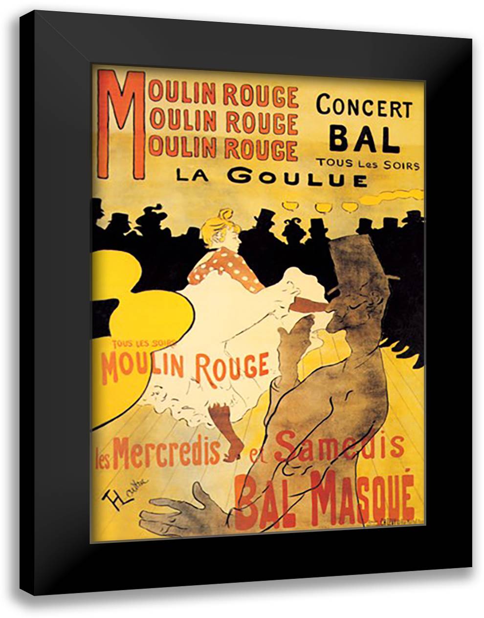 Moulin Rouge Concerts 16x22 Black Modern Wood Framed Art Print Poster by Toulouse-Lautrec, Henri de