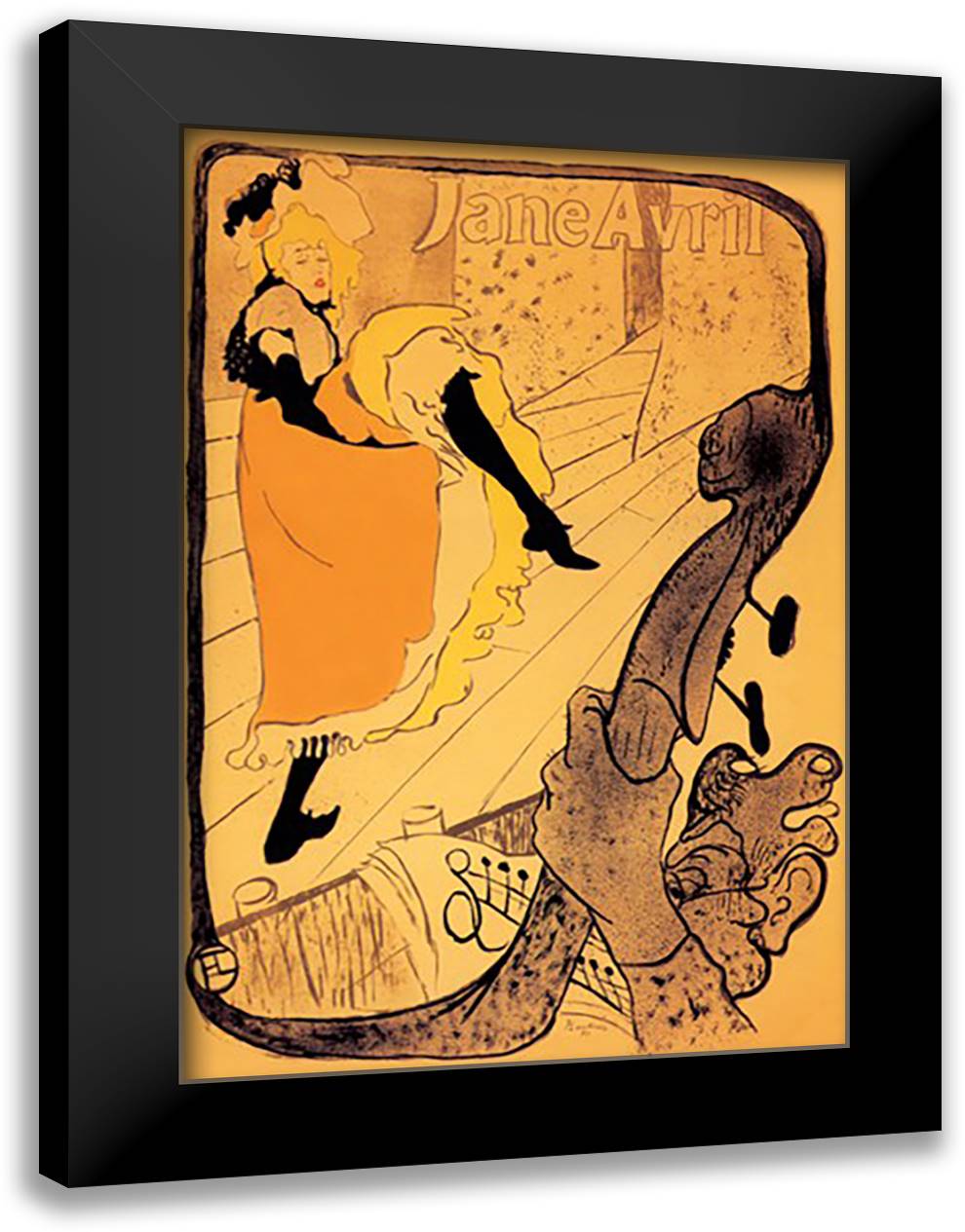 Performance of Jane Avril 16x22 Black Modern Wood Framed Art Print Poster by Toulouse-Lautrec, Henri de