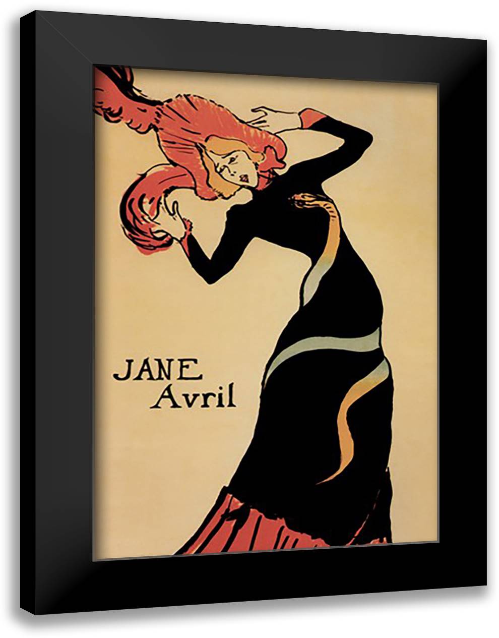 Jane Avril 16x22 Black Modern Wood Framed Art Print Poster by Toulouse-Lautrec, Henri de