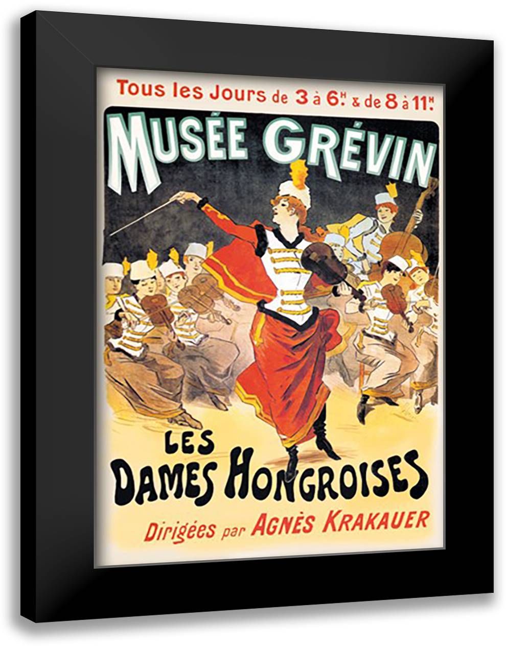 Musee Grevin: Les Dames Hongroises 16x22 Black Modern Wood Framed Art Print Poster by Cheret, Jules