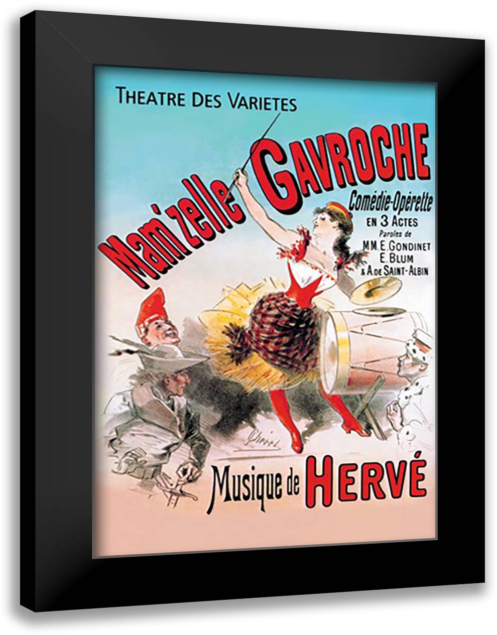 Mam'zelle Gavroche Comedie-Operette 16x22 Black Modern Wood Framed Art Print Poster by Cheret, Jules