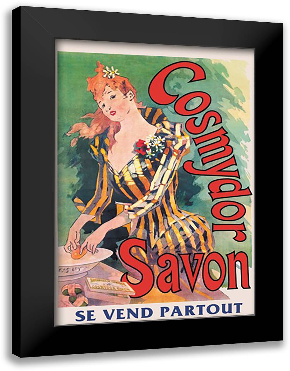 Cosmydor Savon 16x22 Black Modern Wood Framed Art Print Poster by Cheret, Jules