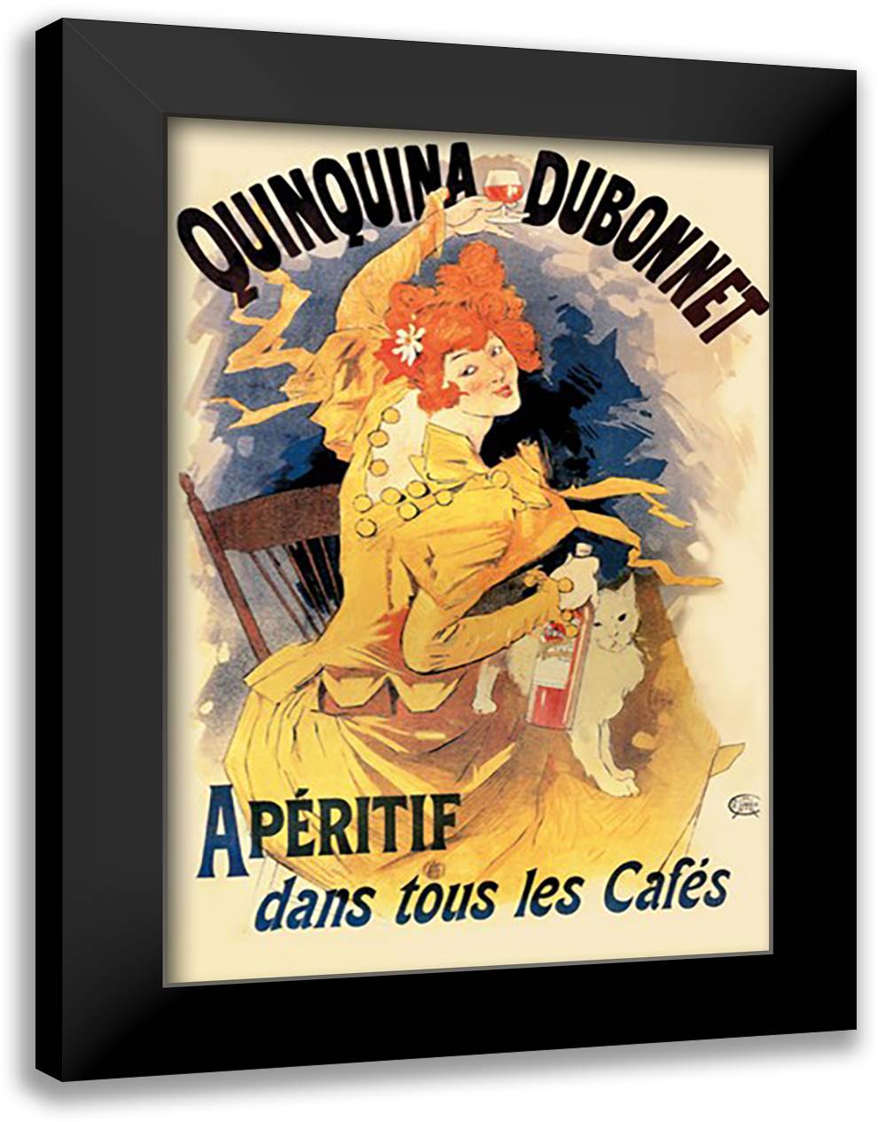 Quinquina Dubonnet Apertif #2 16x22 Black Modern Wood Framed Art Print Poster by Cheret, Jules