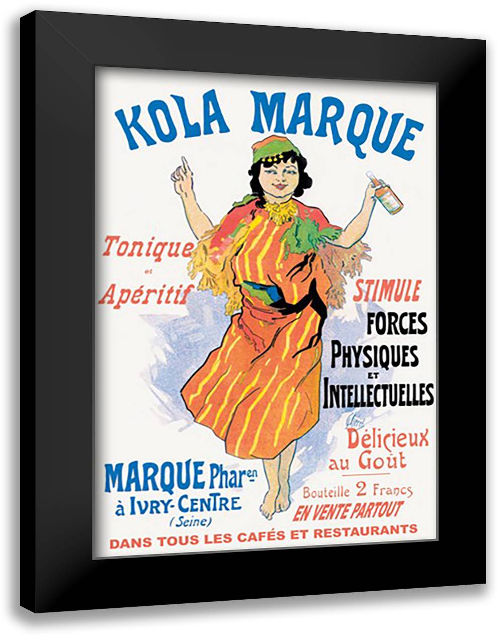 Kola Marque Tonique et Apertif 16x22 Black Modern Wood Framed Art Print Poster by Cheret, Jules