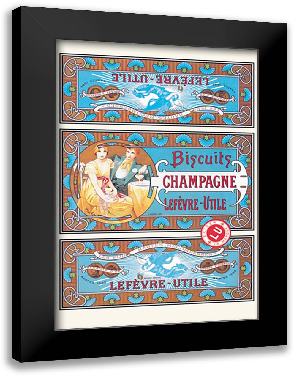Biscuits Champagne 16x22 Black Modern Wood Framed Art Print Poster by Mucha, Alphonse