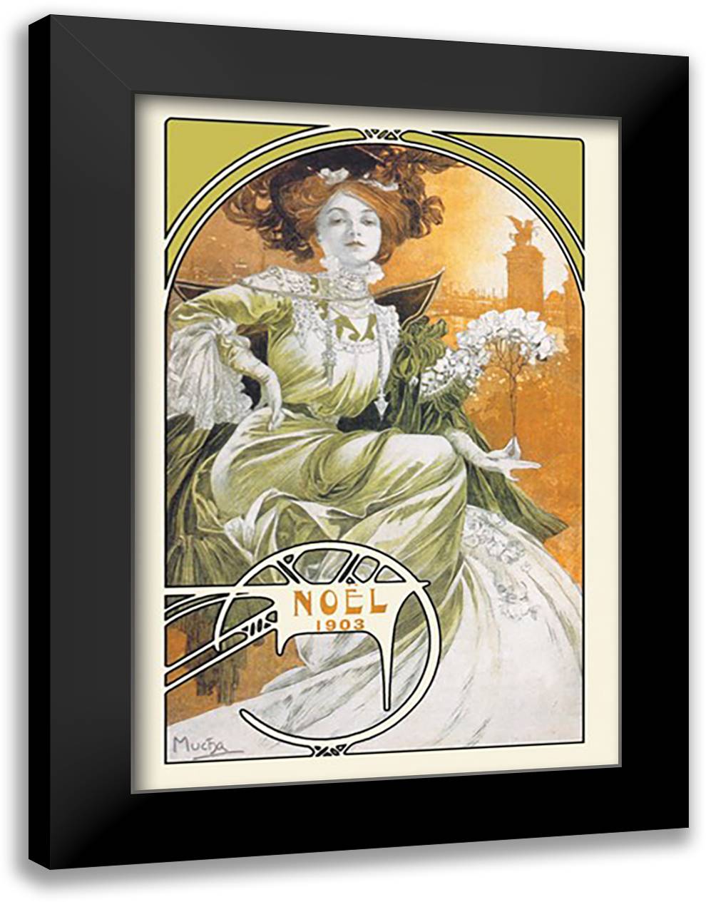 Noel 1903 16x22 Black Modern Wood Framed Art Print Poster by Mucha, Alphonse