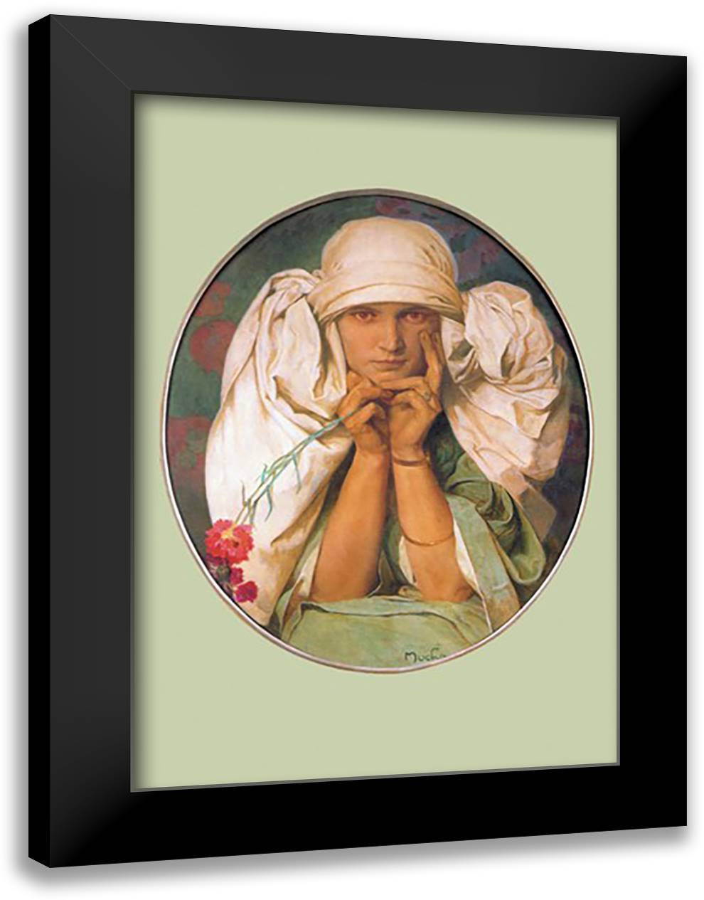 Jaroslava Mucha 16x22 Black Modern Wood Framed Art Print Poster by Mucha, Alphonse