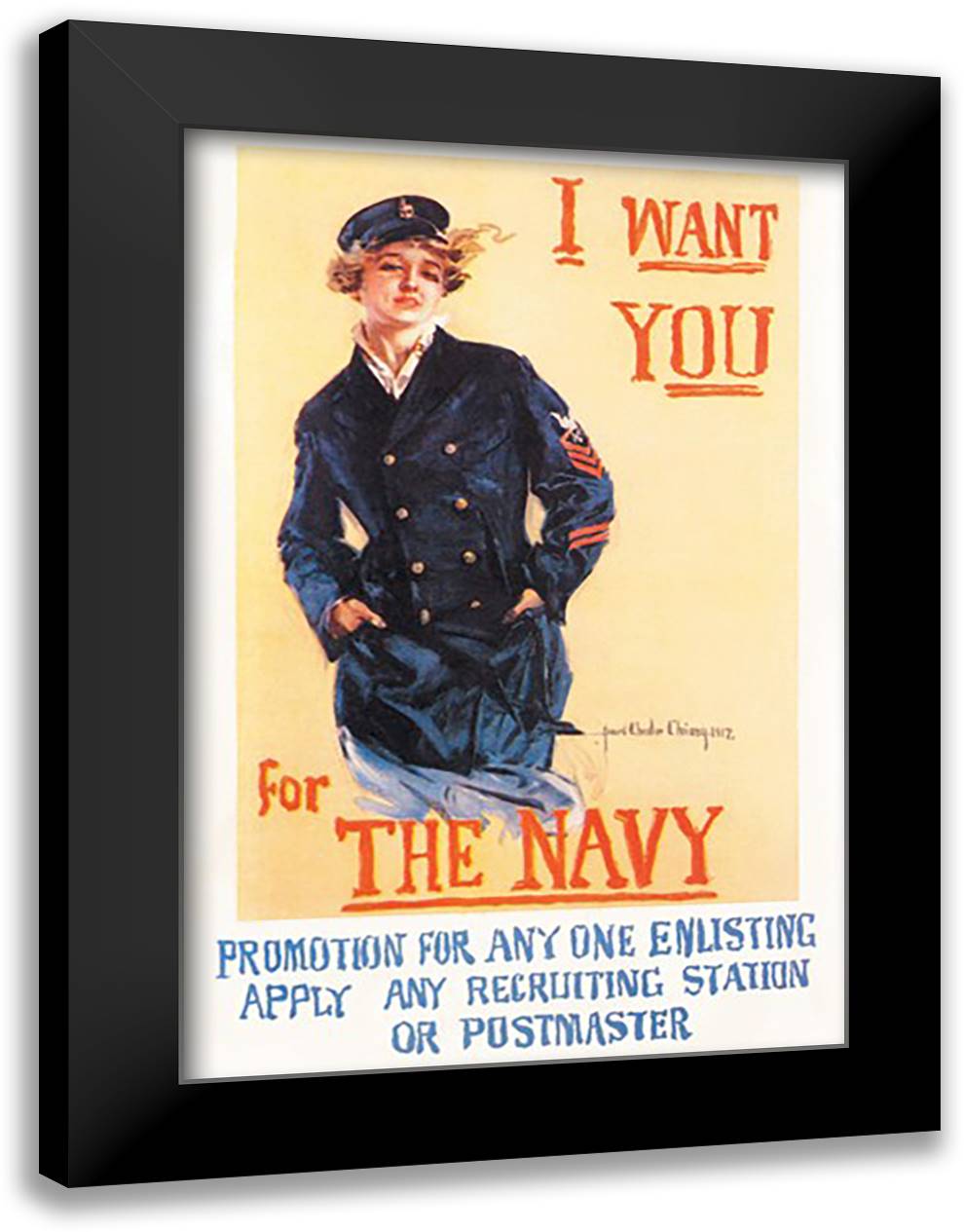 I Want You for the Navy 16x22 Black Modern Wood Framed Art Print Poster by Christy, Howard