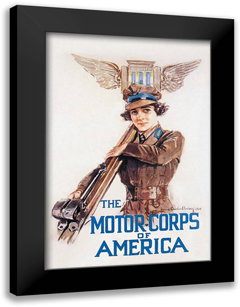 Motor-Corps of America 16x22 Black Modern Wood Framed Art Print Poster by Christy, Howard