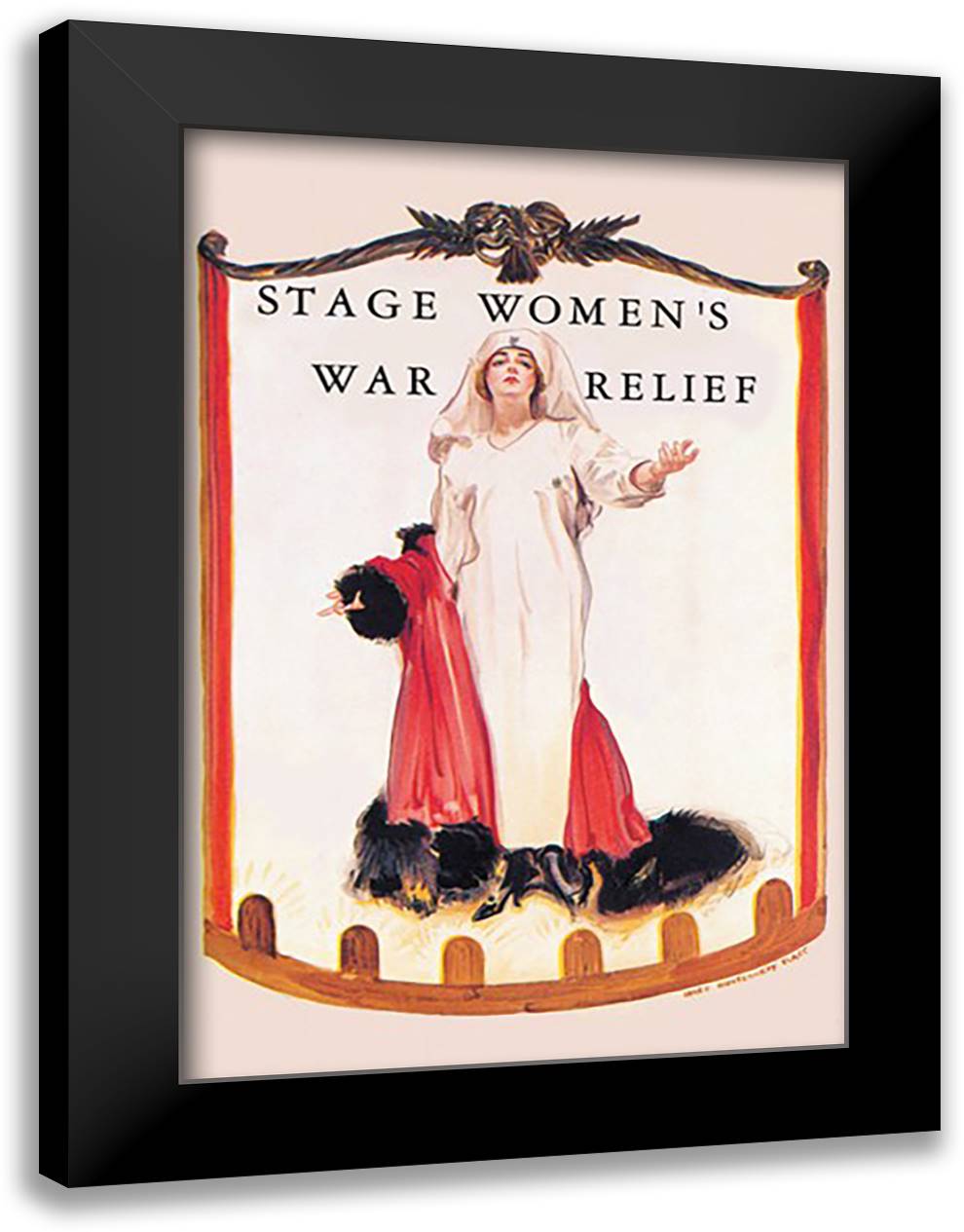Stage Women's War Relief 16x22 Black Modern Wood Framed Art Print Poster by Flagg, James Montgomery