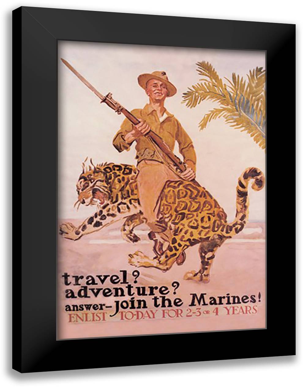 Travel? Adventure? Join the Marines 16x22 Black Modern Wood Framed Art Print Poster by Flagg, James Montgomery