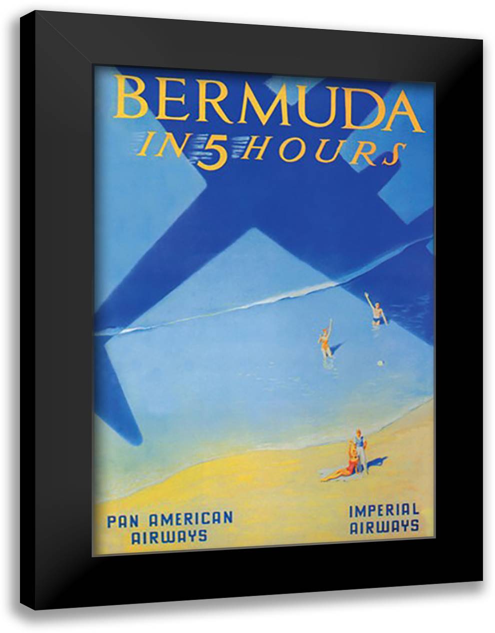 Bermuda in 5 Hours - Pan Am 16x22 Black Modern Wood Framed Art Print Poster by Lawler, Paul