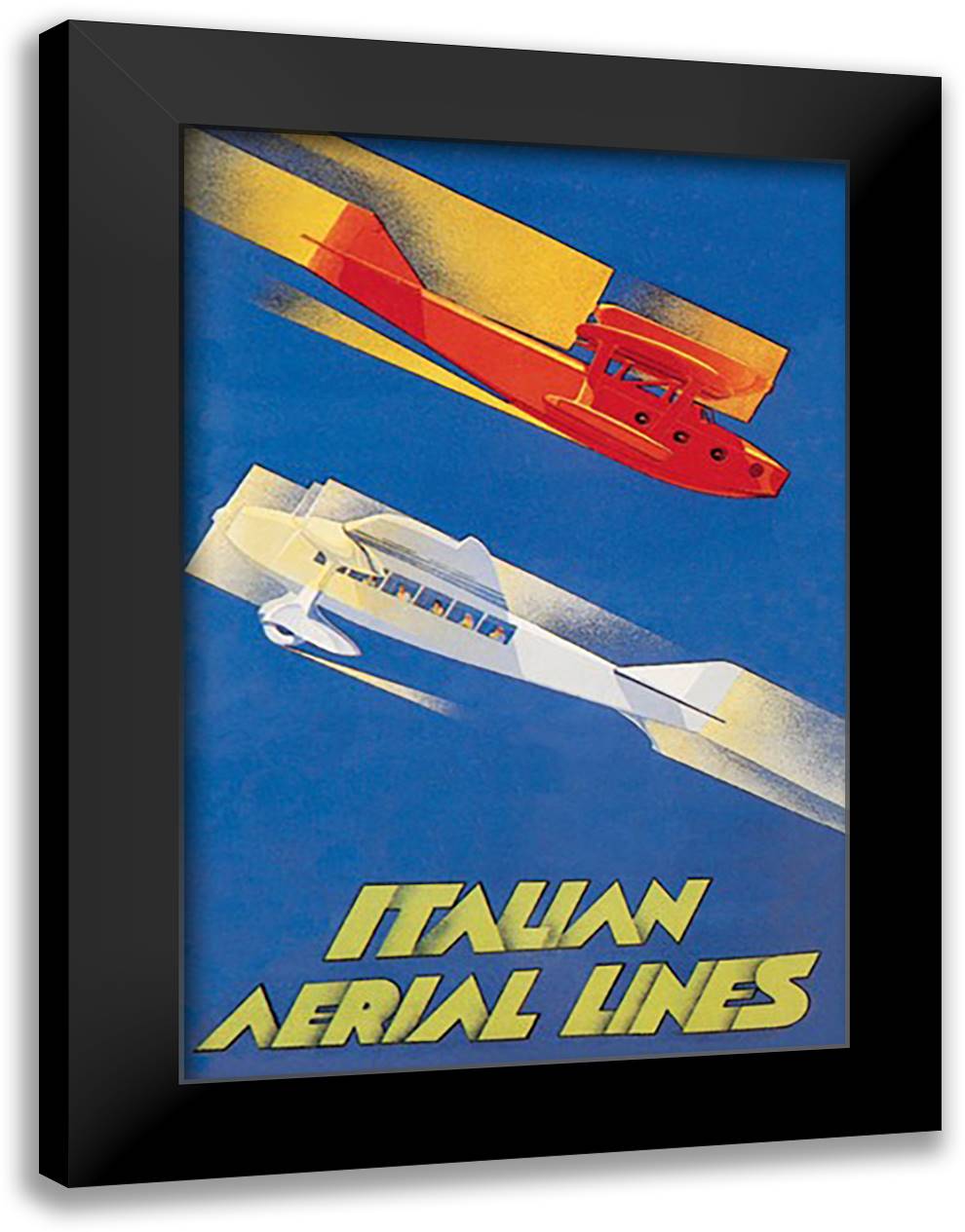 Italian Aerial Lines 16x22 Black Modern Wood Framed Art Print Poster by Di lazzaro