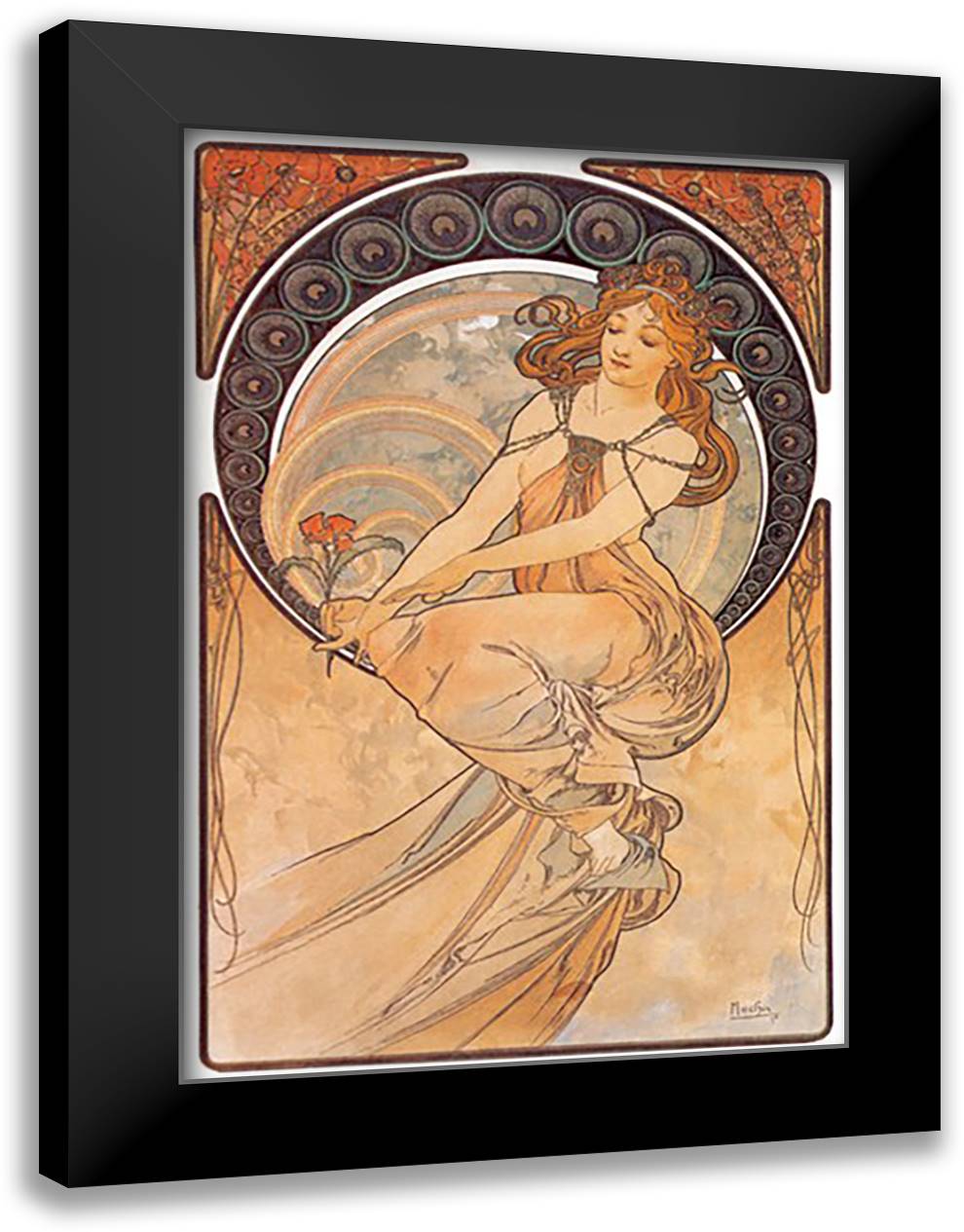 Painting 16x22 Black Modern Wood Framed Art Print Poster by Mucha, Alphonse